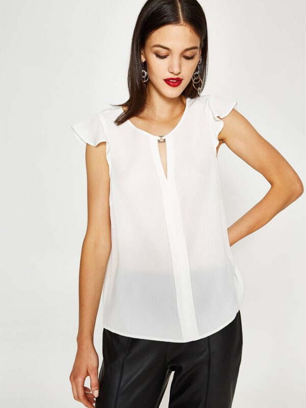 OVS Women Off-White Sheer Top