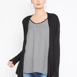 OVS Women Black  White Printed Layered Top