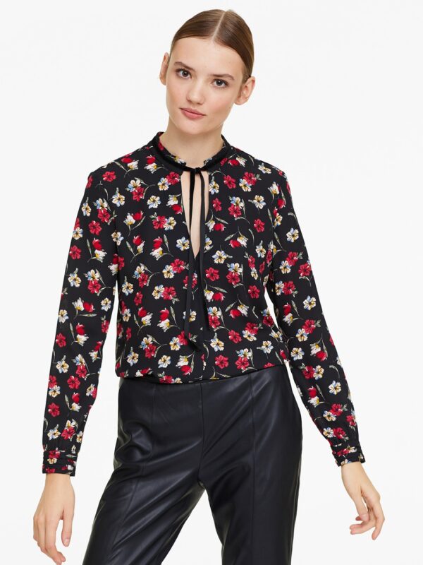 OVS Women Black  Red Printed Top