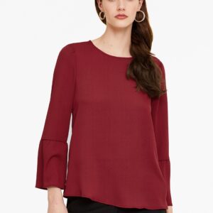 OVS Women Rust Red Solid A-Line Top