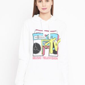 OVS Women White Printed Hooded Sweatshirt