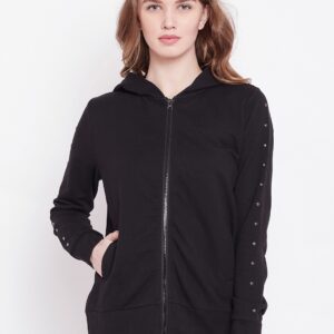 OVS Women Black Solid Hooded Sweatshirt