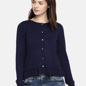 OVS Women Navy Solid Cardigan