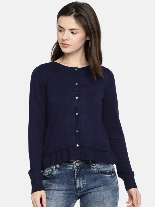 OVS Women Navy Solid Cardigan