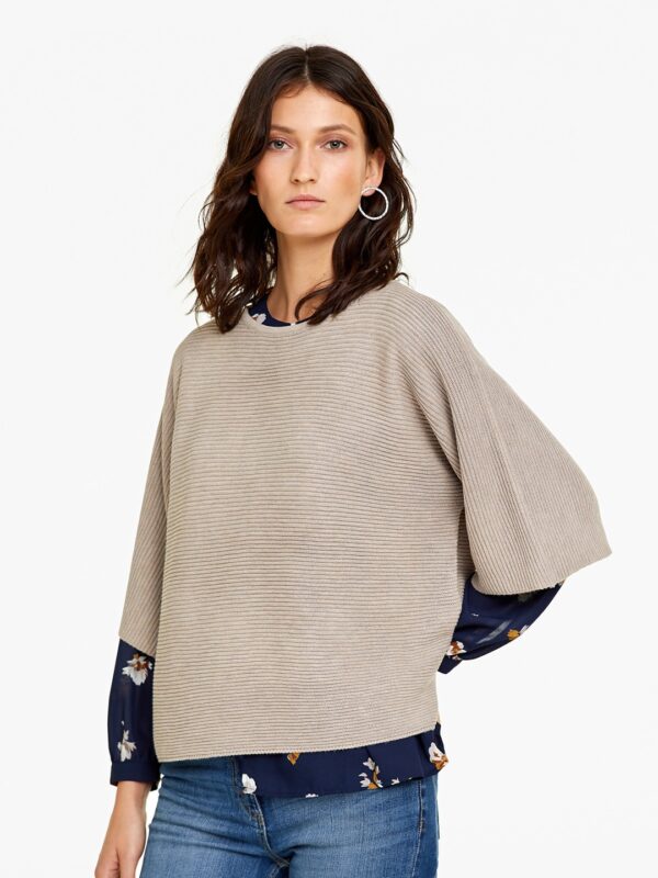 OVS Women Taupe Ribbed Pullover