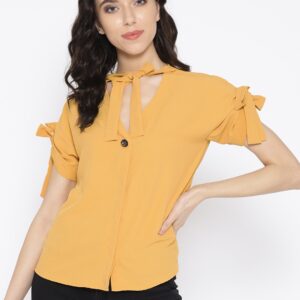 OVS Women Mustard Yellow Solid Shirt Style Top