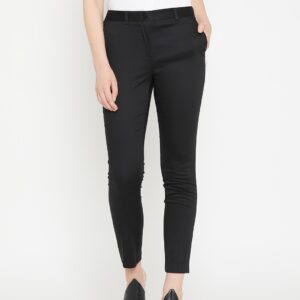 OVS Women Black Regular Fit Solid Cigarette Trousers