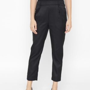 OVS Women Black Regular Fit Solid Cropped Trousers