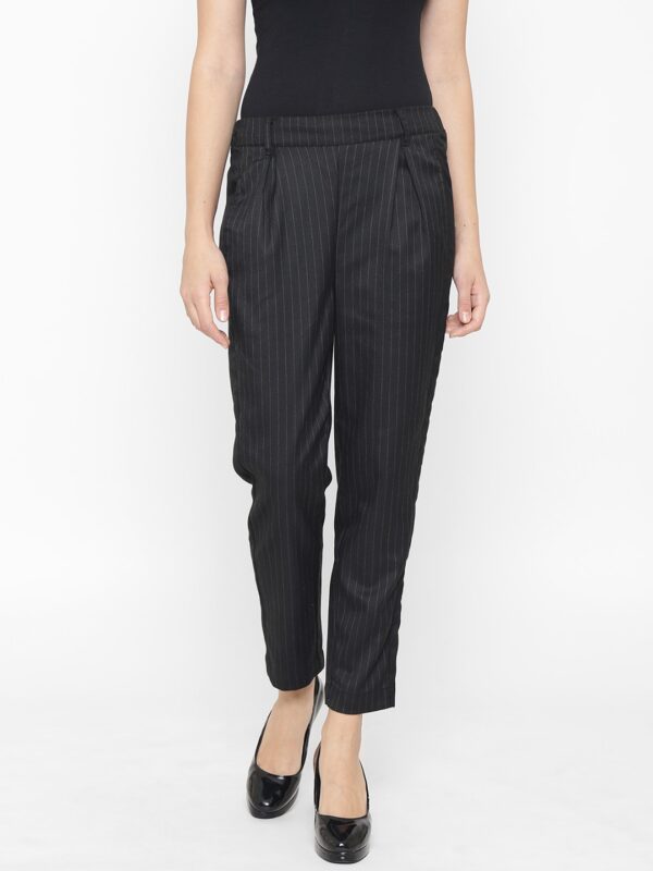 OVS Women Black Regular Fit Striped Trousers