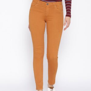 OVS Women Mustard Brown Regular Trousers