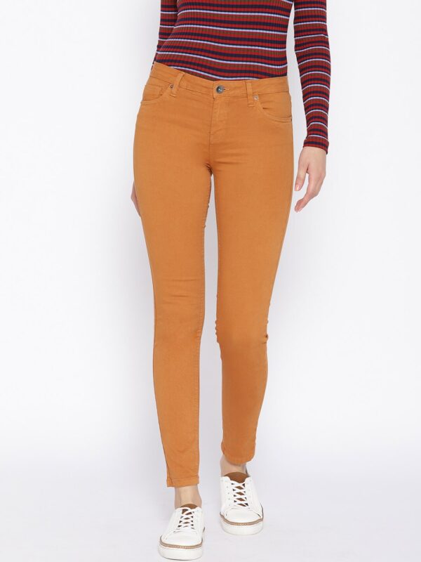 OVS Women Mustard Brown Regular Trousers