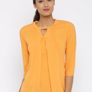 Park Avenue Women Yellow Solid Regular Top