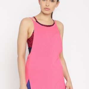 Puma Women Pink Dancer Drapey Striped Tank Top