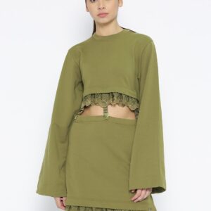 Puma Women Olive Green Kimono Sleeve Dress