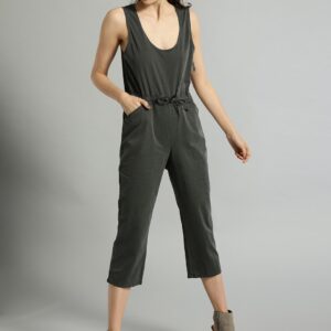 Roadster Grey Solid Culotte Jumpsuit