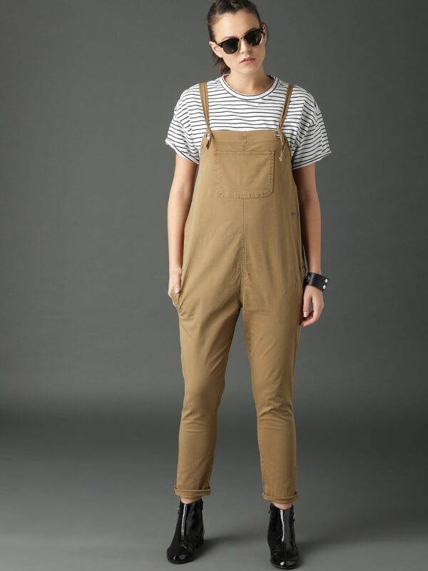 Roadster Women Khaki Solid Dungaree