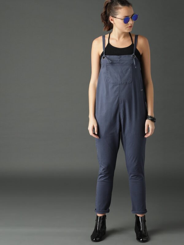 Roadster Women Navy Blue Solid Dungaree