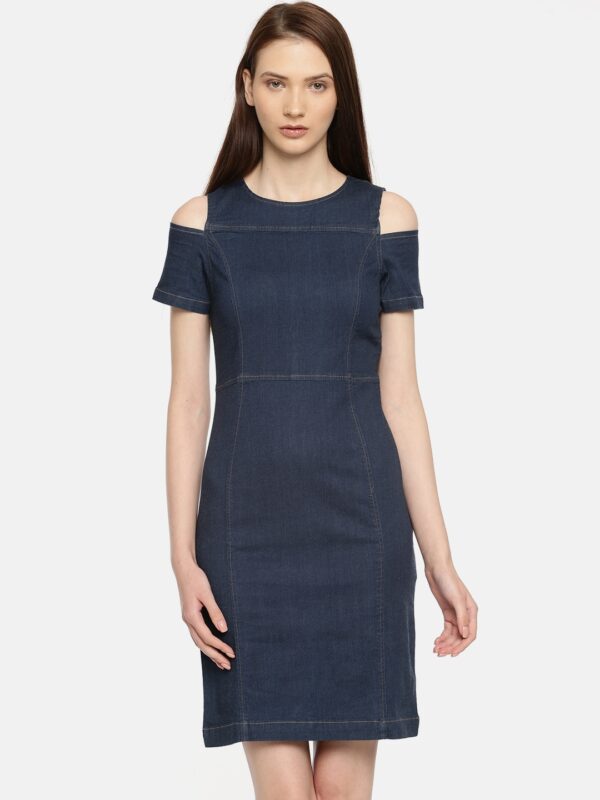 Roadster Women Blue Solid Sheath Dress