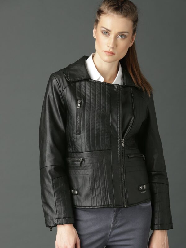 Roadster Women Black Solid Biker Jacket