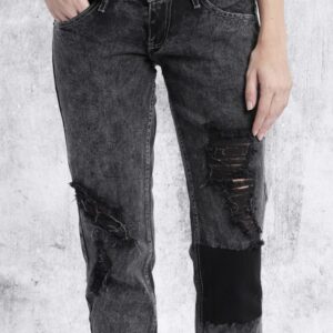 RDSTR Women Black Slim Fit Mid Rise Highly Distressed Jeans