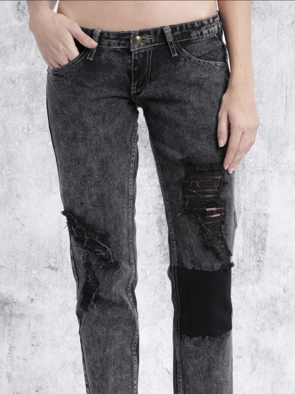 RDSTR Women Black Slim Fit Mid Rise Highly Distressed Jeans