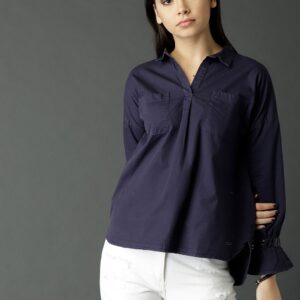 Roadster Fast and Furious Women Navy Solid Shirt Style Top