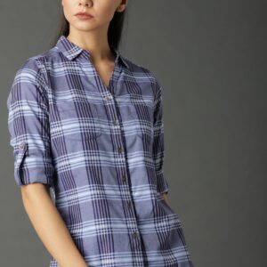 Roadster Women Blue Slim Fit Checked Shirt