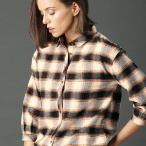 Roadster Women Cream-Coloured  Black Boxy Fit Blouse Checked Shirt