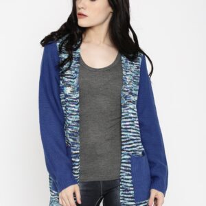 RDSTR Women Blue Self-Design Sweater