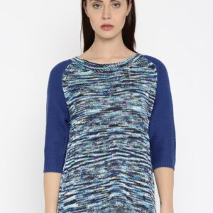 RDSTR Women Blue Self-Design Sweater