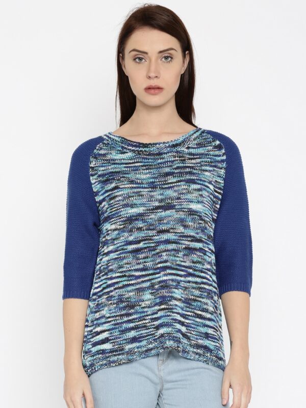 RDSTR Women Blue Self-Design Sweater