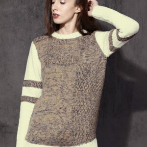 RDSTR Women Beige  Cream-Coloured Solid Pullover