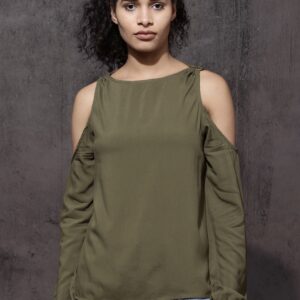 Roadster Women Olive Green Solid Top