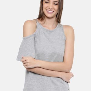 Roadster Women Grey Melange Solid Top