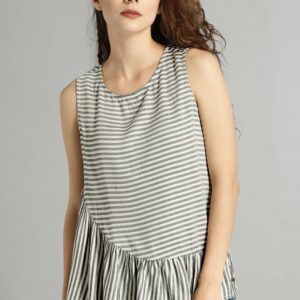 Roadster Time Travlr Women Off-White  Black Striped Top