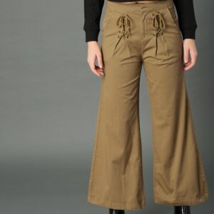 Roadster Women Khaki Flared Solid Bootcut Trousers