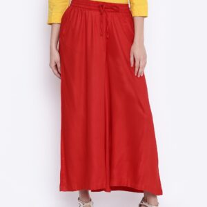 RANGMANCH BY PANTALOONS Women Red Palazzo Trousers