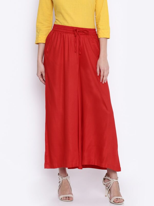 RANGMANCH BY PANTALOONS Women Red Palazzo Trousers