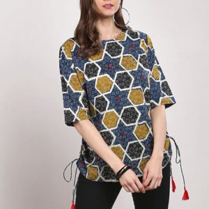 Sangria Women Blue  Green Printed Top