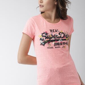 Superdry Women Coral Printed Round Neck T-shirt