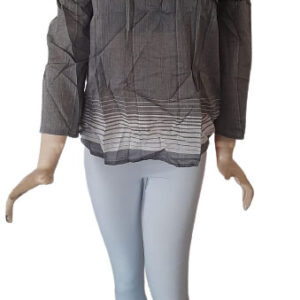 Grey Striped Bardot Top