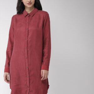 Scotch  Soda Women Burgundy Solid Shirt Dress