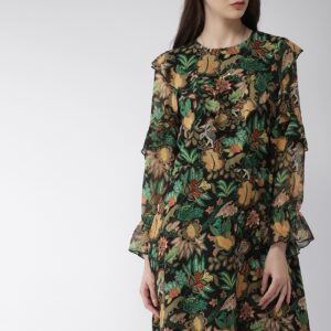 Scotch  Soda Women Green Tropical Print A-Line Dress