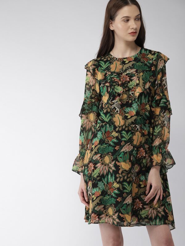 Scotch  Soda Women Green Tropical Print A-Line Dress