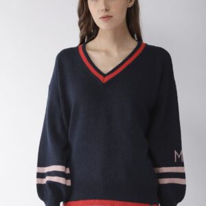 Scotch  Soda Women Navy Solid Sweater