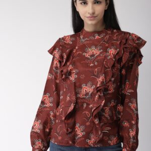 Scotch  Soda Women Rust Brown Floral Print Top