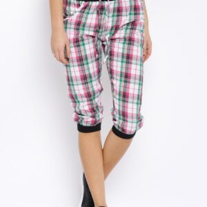 SDL by Sweet Dreams Pink  White Printed Smart Fit Capri