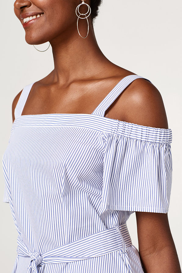 ESPRIT Striped off-the-shoulder dress