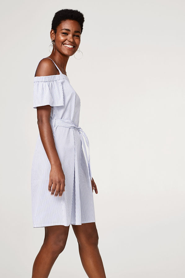 ESPRIT Striped off-the-shoulder dress