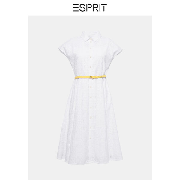 ESPRIT shirt skirt fashion cotton hollow belted dress